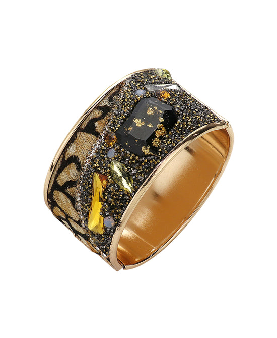 Animal Print Embellished Bangle Bracelet view