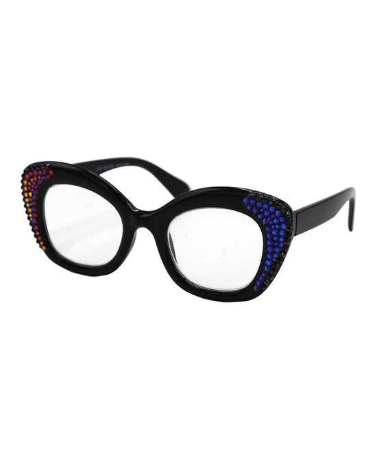 Oversized Cat Eye Genuine Crystal Readers: +1.50 Strength view