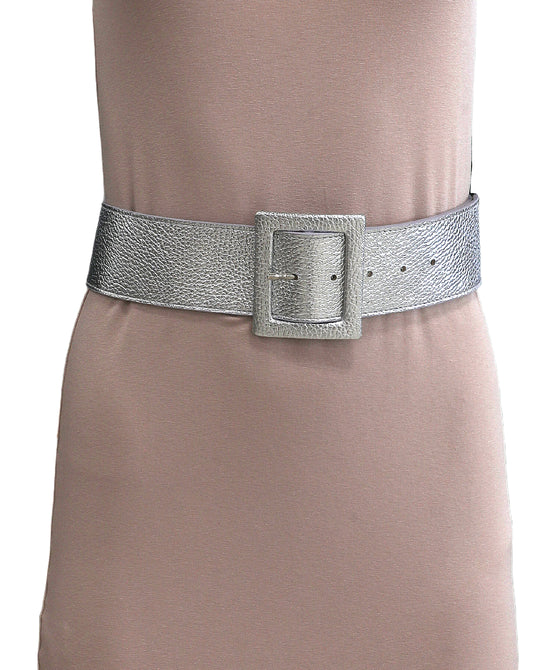 Metallic Leather Belt w/ Buckle view
