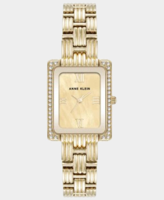 Rectangle Watch w/ Two Tone Metal Link Bracelet view 