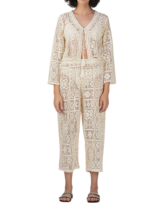Crochet Lace Top & Pant Set - 2 Pc Set view 