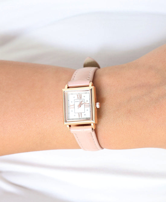 Rectangular Watch w/ Croc Embossed Band view 