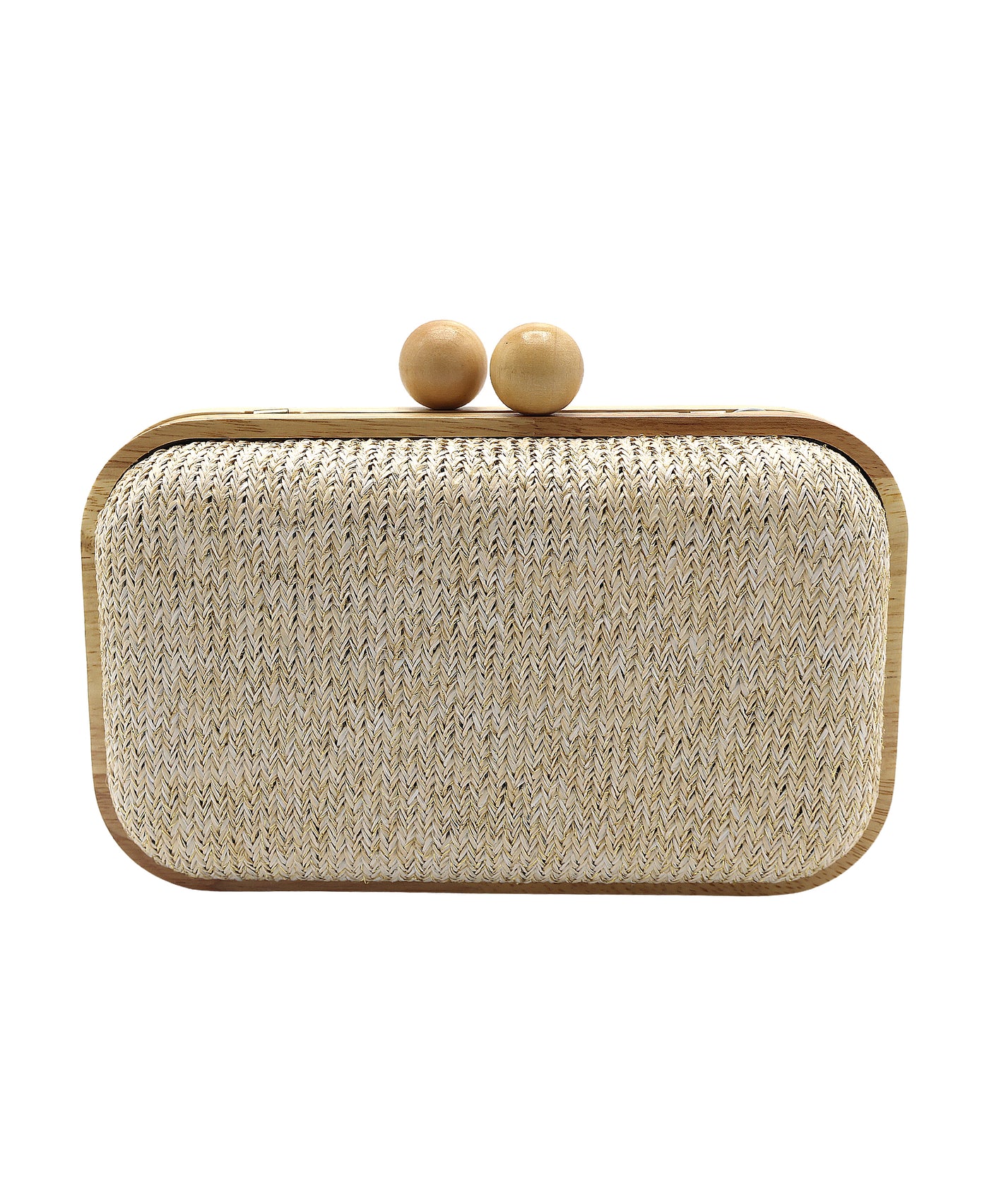 Straw Clutch Bag w/ Metallic Detail view 1