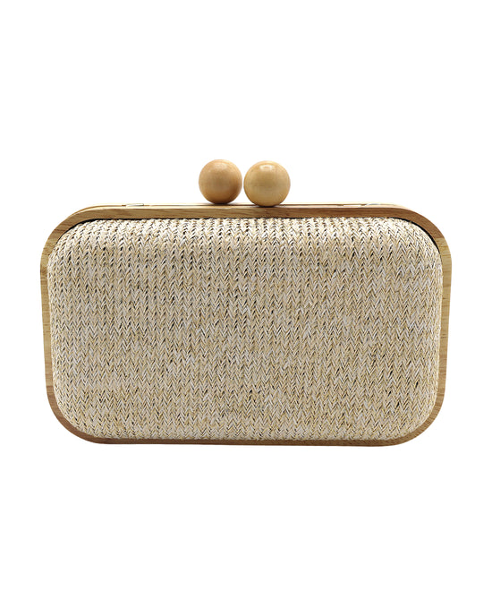 Straw Clutch Bag w/ Metallic Detail view 