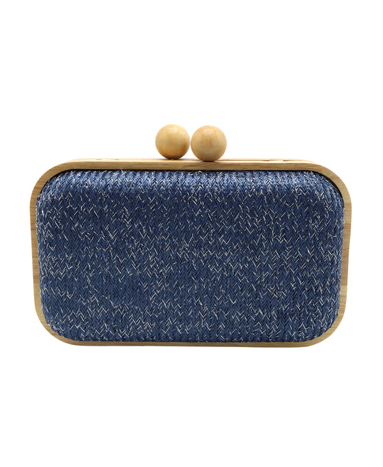 Straw Clutch Bag w/ Metallic Detail view 
