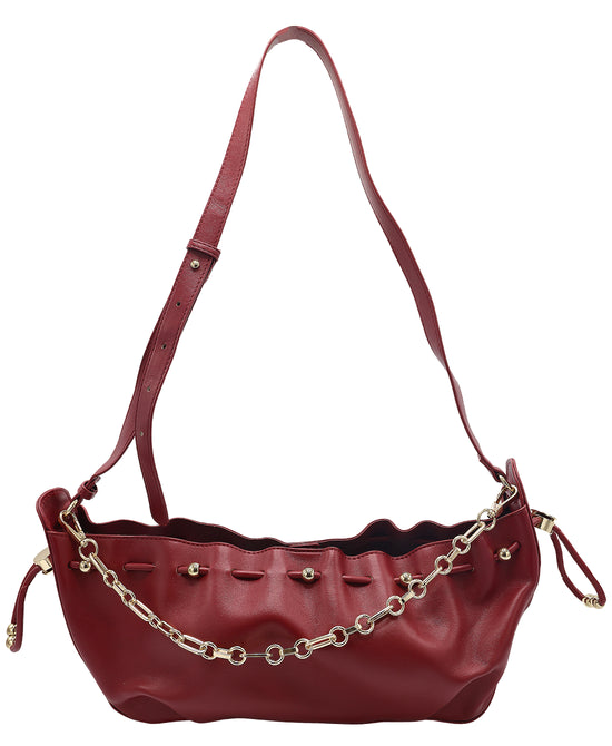 Faux Leather Handbag w/ Chain Detail view