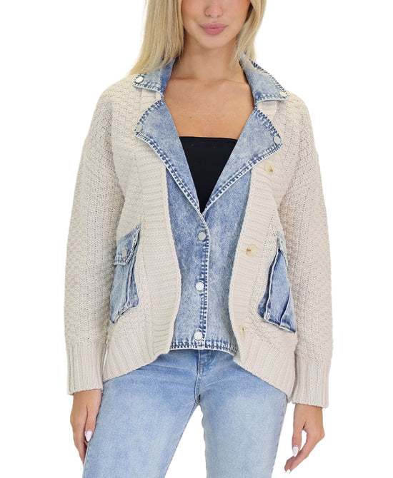 Denim & Knit Sweater Jacket view 