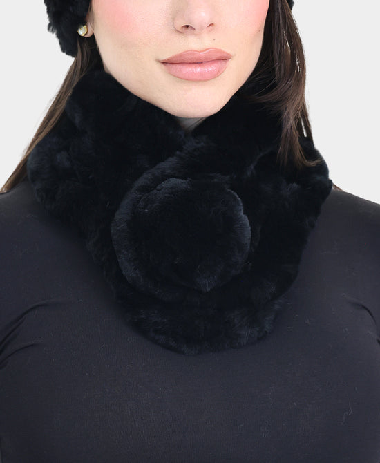 Fur Pull Thru Scarf w/ Pom view 