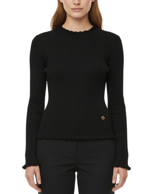 Ribbed Sweater w/ Lace Trim view 