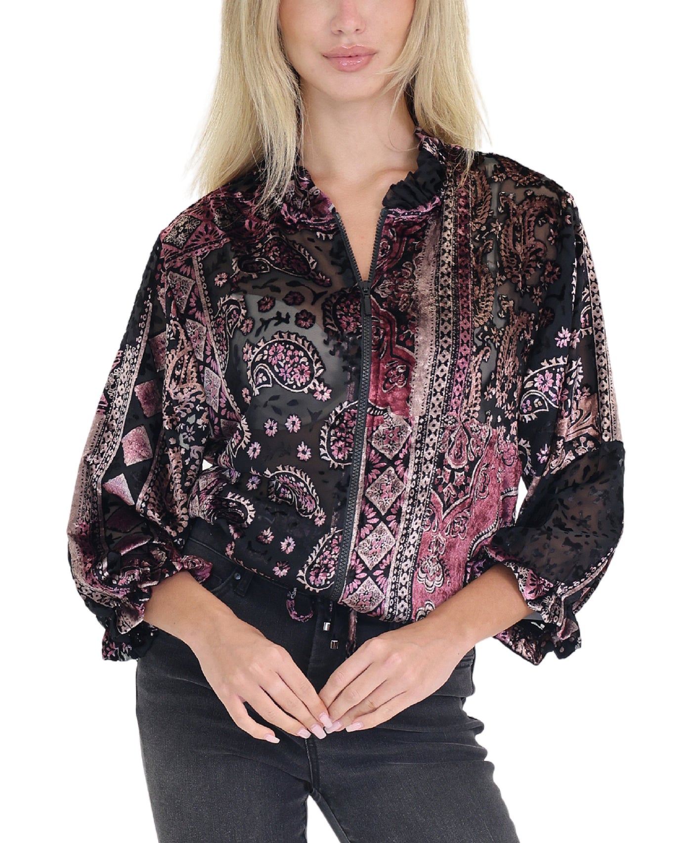 Burnout Velvet Bomber Jacket view 1