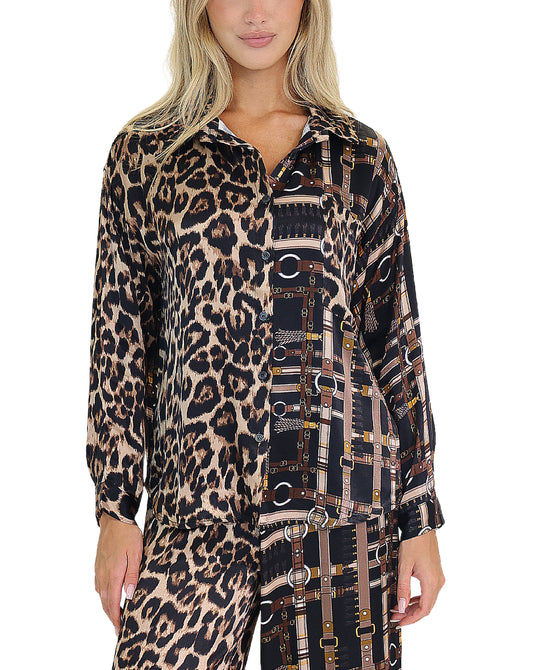 Leopard & Chain Print Blouse view