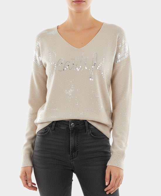 "Beautiful" Sequin & Metallic Sweater view