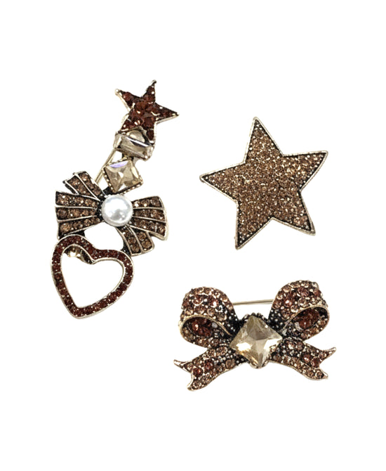 Set Of 3 Star Brooches view