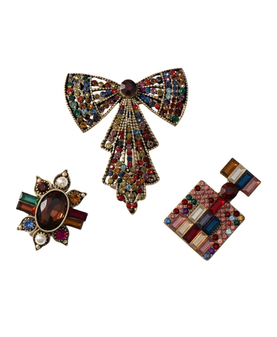 Set Of 3 Crystal Brooches view