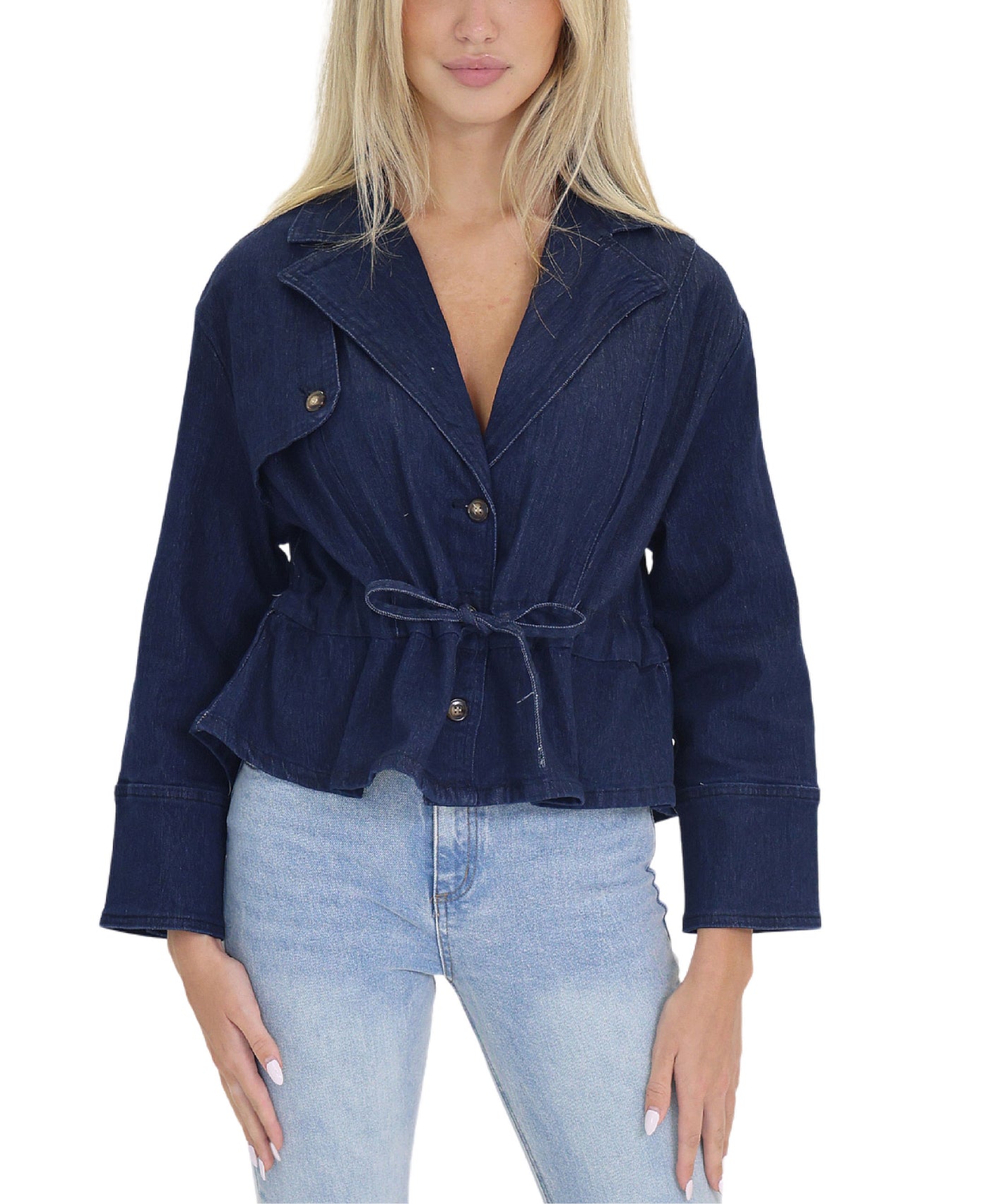 Peplum Denim Jacket view 1