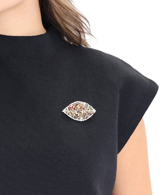 Crystal Embellished Leaf Brooch view