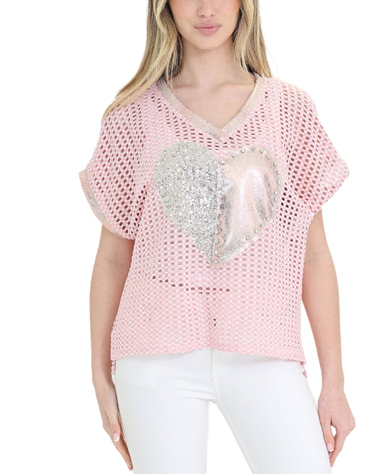 Crochet Top w/ Sequin Heart view 