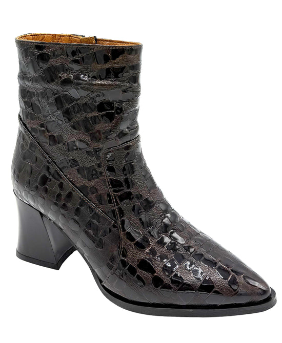 Leather Croc-Print Textured Bootie view