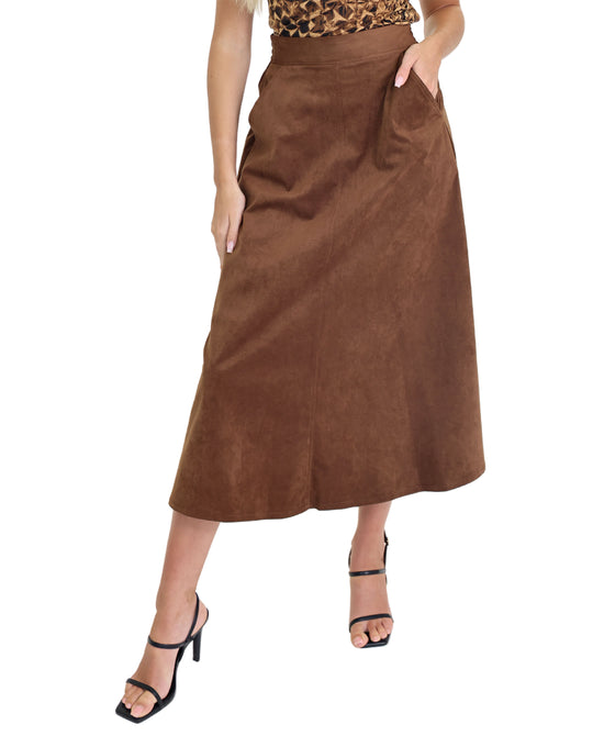 Faux Suede Midi Skirt view