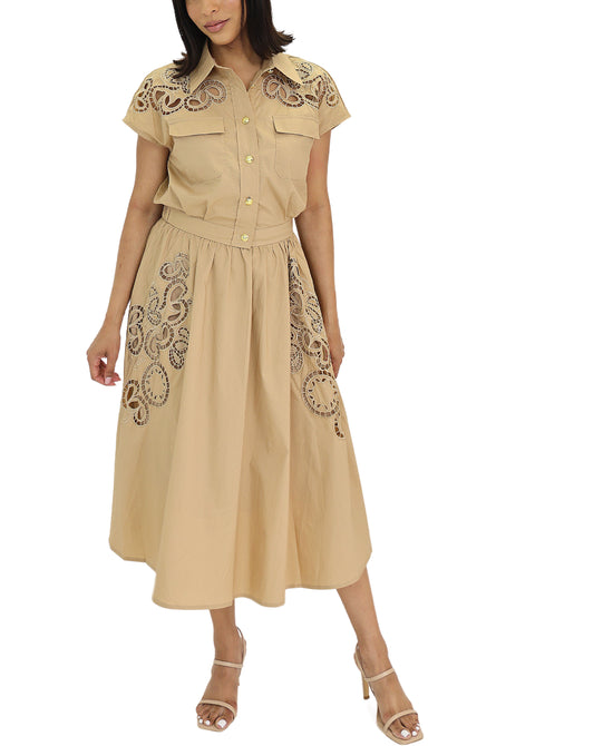Embroidered Top & Midi Skirt Set- 2 Pc Set view 