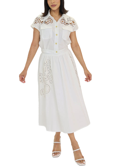 Embroidered Top & Midi Skirt Set- 2 Pc Set view 