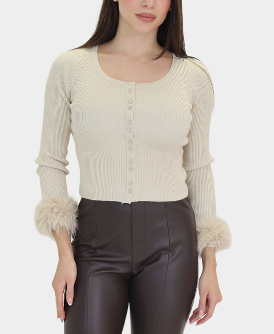 Sweater w/ Faux Fur Trim view