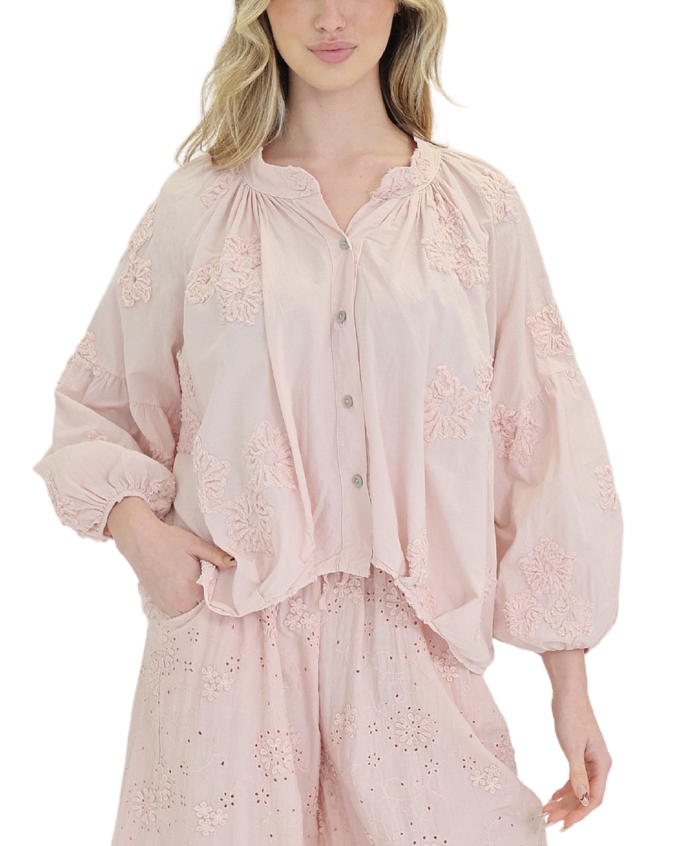 Blouse w/ Floral Detail view 1