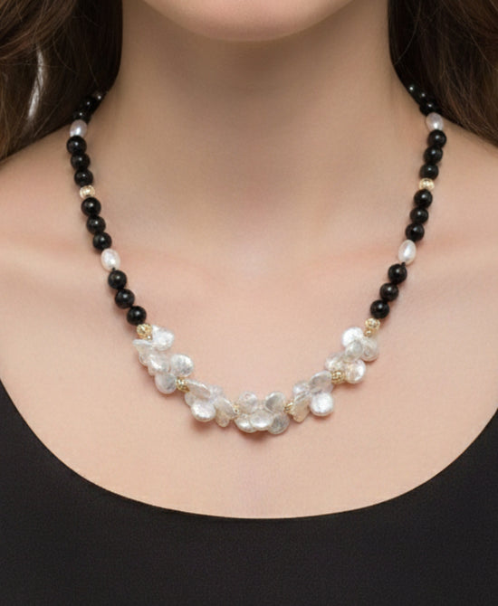 Pearl & Onyx Beaded Necklace view