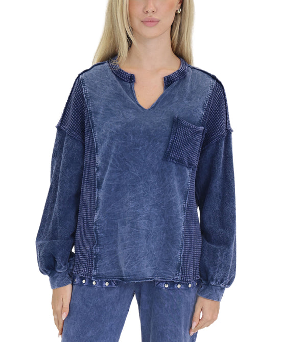 Mineral Wash Waffle Knit Top view