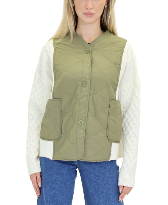 Quilted Jacket w/ Knit Sleeves view