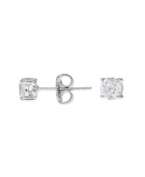 Sterling Silver Round Stud Earrings view 
