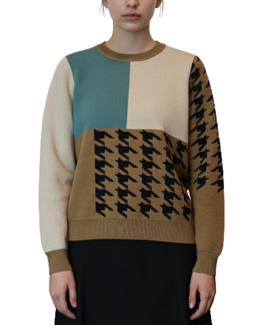 Colorblock Houndstooth Sweater view 