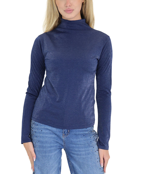 Mock Neck Lurex Top view
