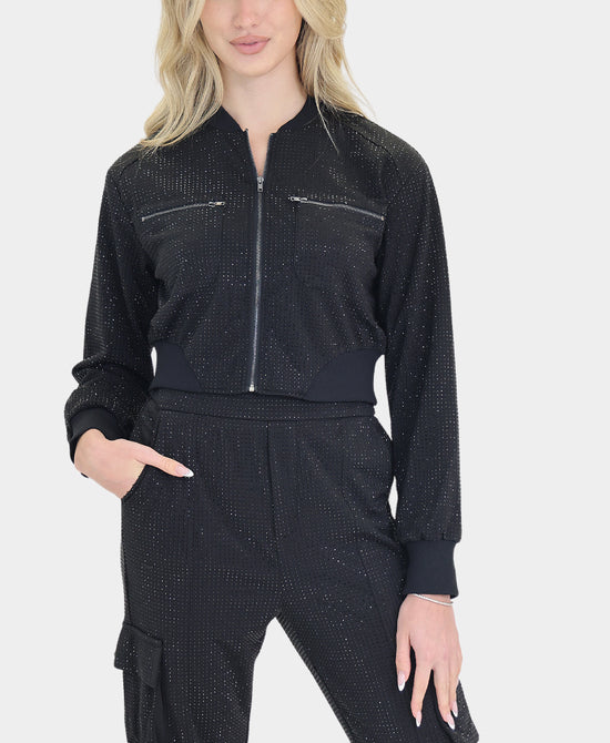 Crystal Covered Bomber Jacket view
