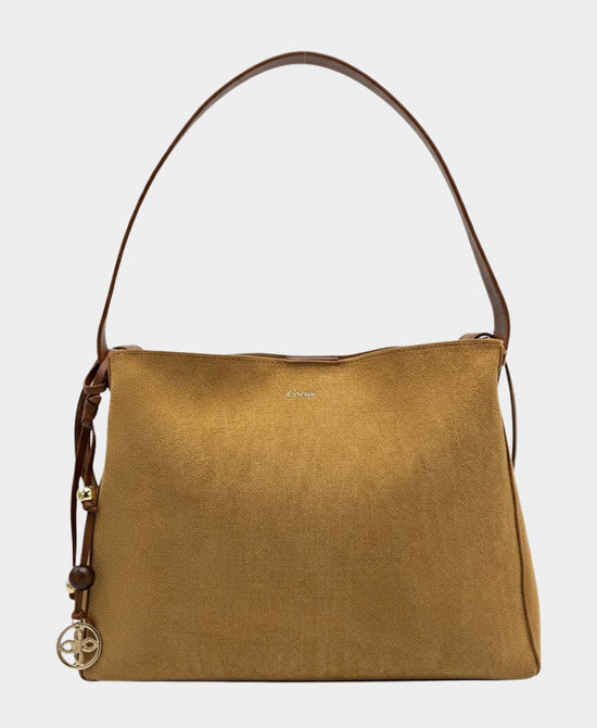 Faux Suede Shoulder Bag w/ Charm view