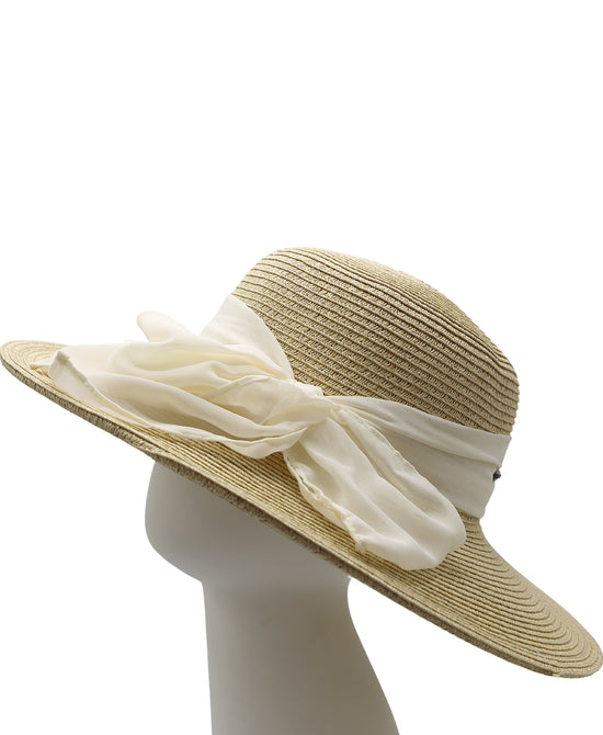 Straw Hat w/ Chiffon Bow view 