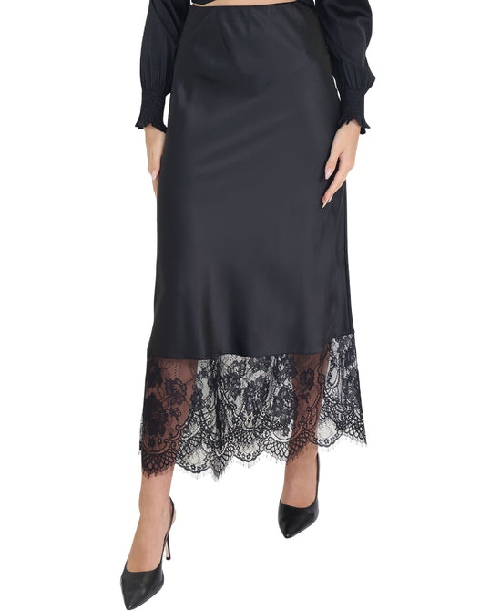 Maxi Slip Skirt w/ Lace Hem view