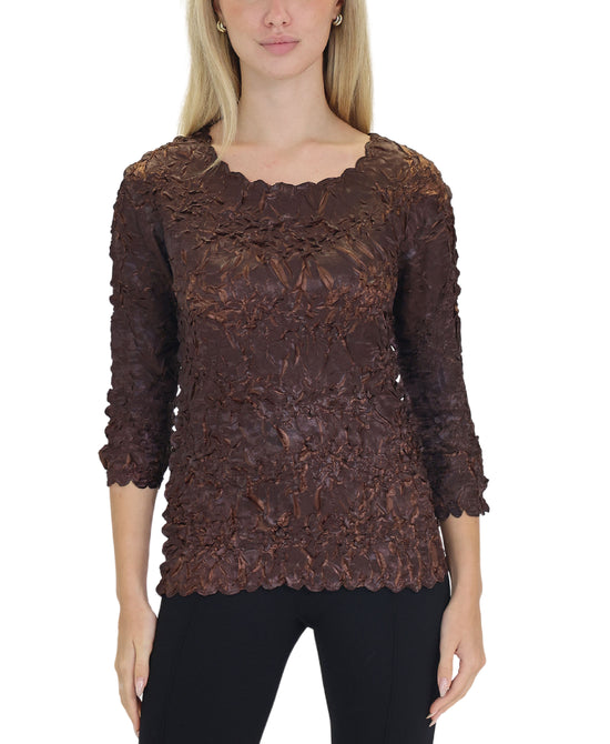 3/4 Sleeve Crinkle Blouse view