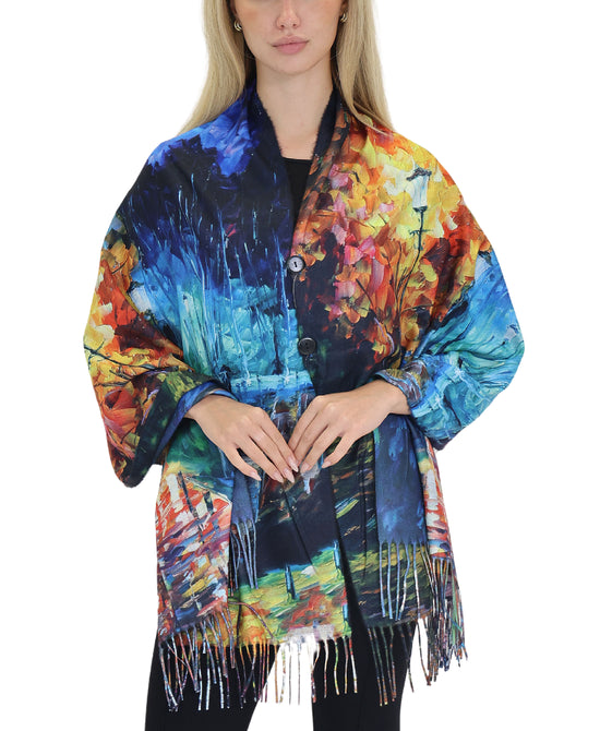 Reversible Printed Poncho/Shawl view