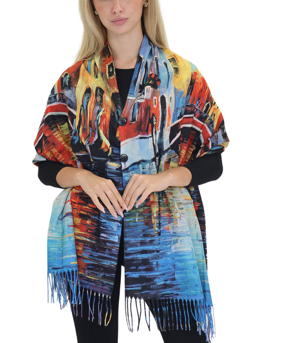 Reversible Printed Poncho/Shawl view