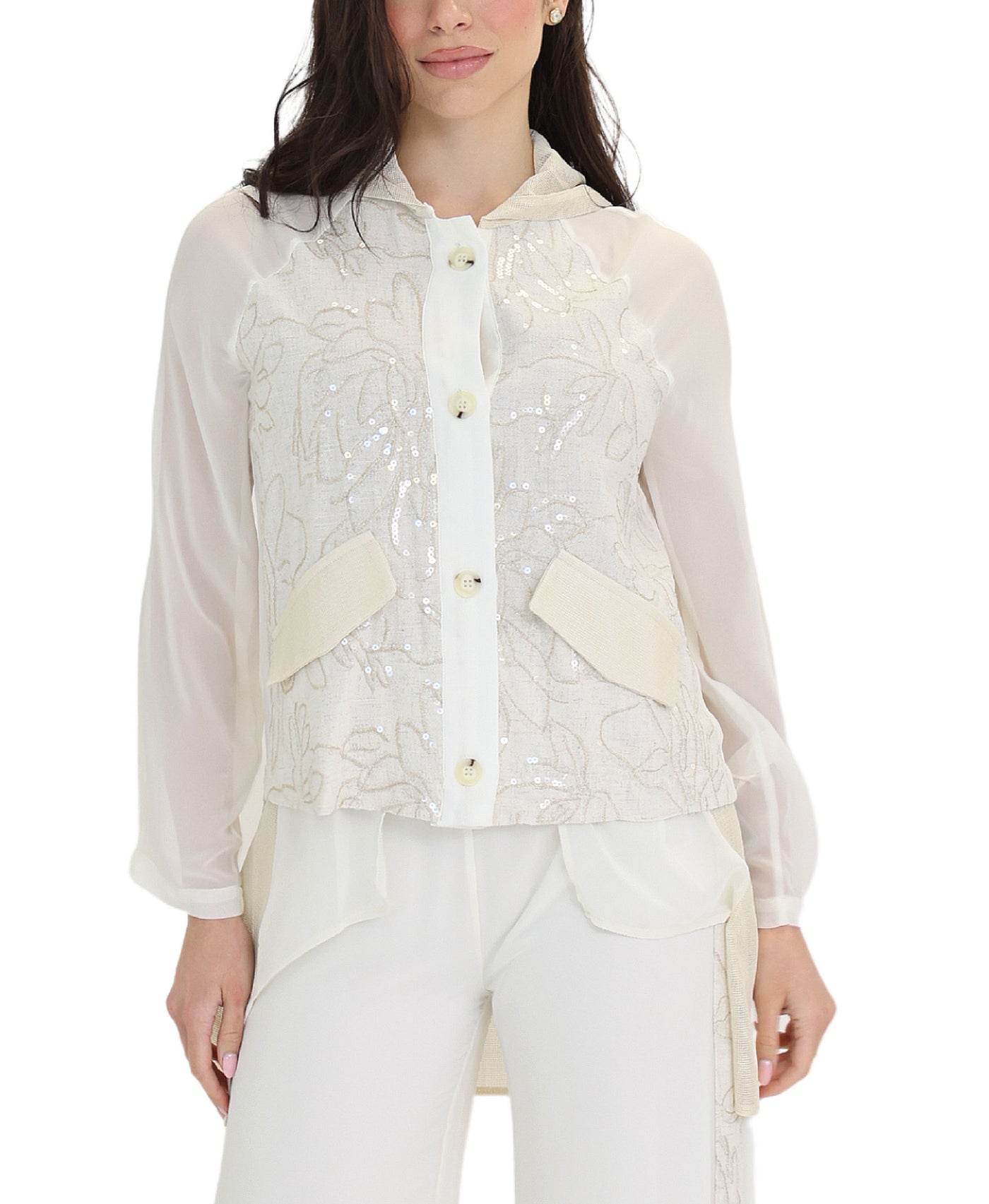 Hi-Lo Sequin Jacket w/ Hood view 1