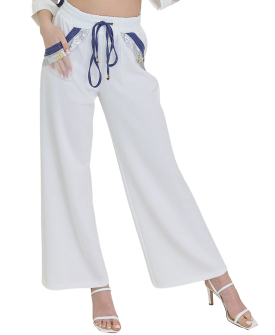 Pants w/ Denim & Foil Detail view 