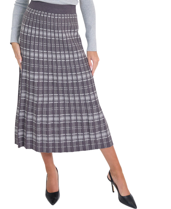Plaid Knit Midi Skirt view