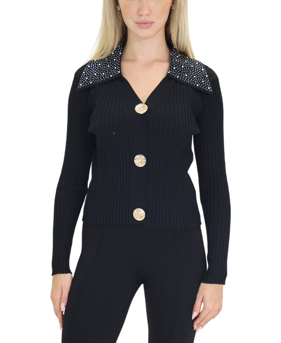 Knit Ribbed Top w/ Crystals view