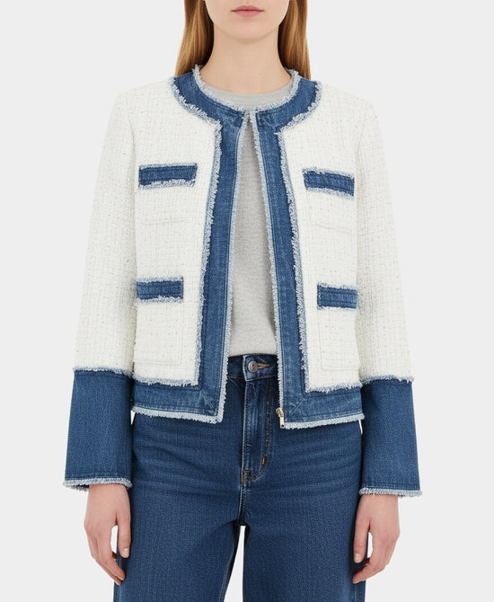 Tweed Blazer w/ Denim Trim view