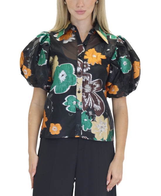Flower Top w/ Puff Sleeves view