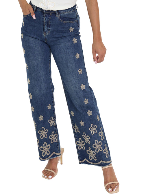 Jeans w/ Embroidered Detail view