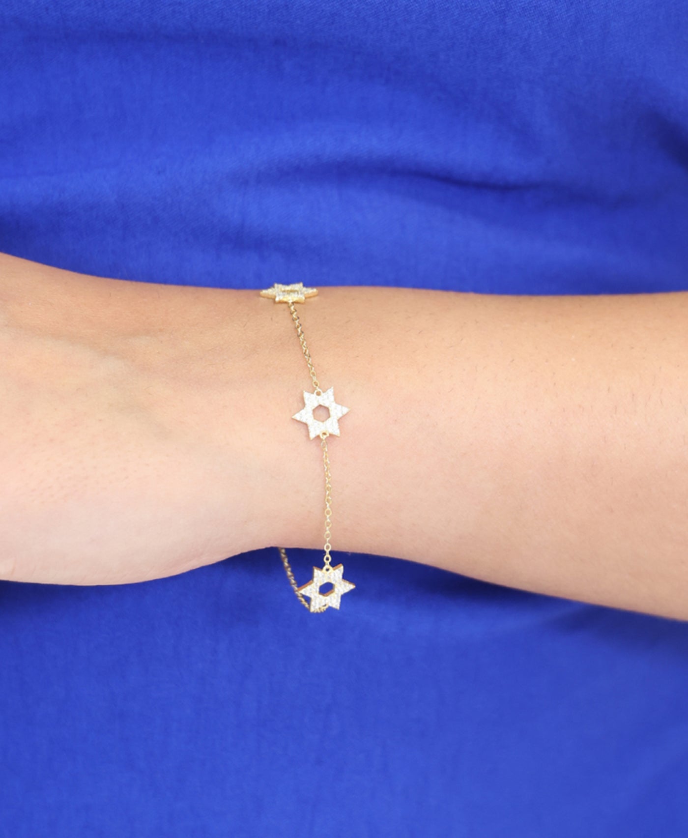 Triple Star Of David Bracelet view 1