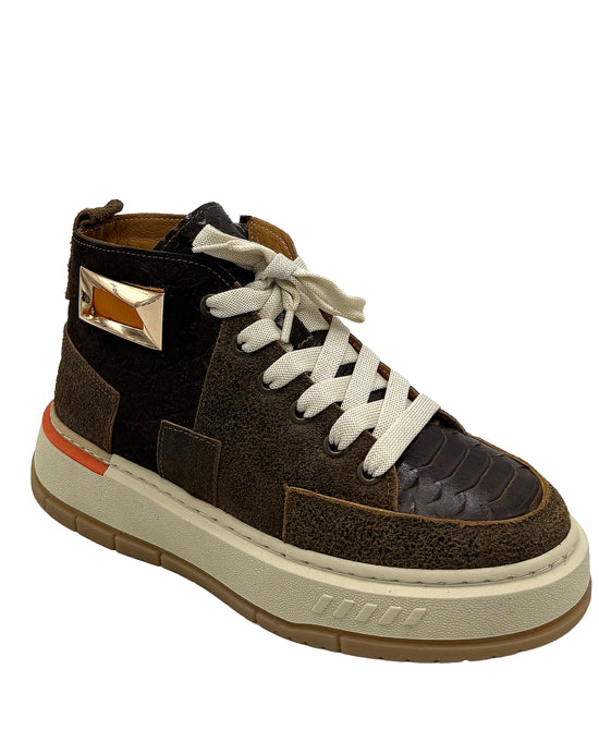 Leather Mixed Media Platform Sneakers view