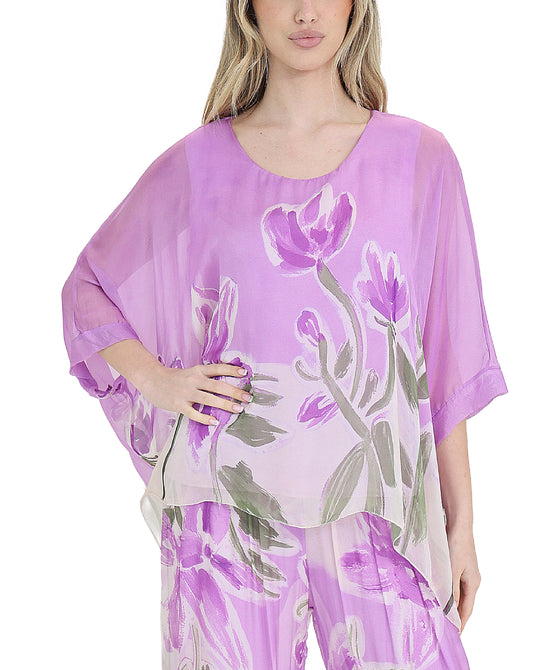 Floral Print Silk Top view 